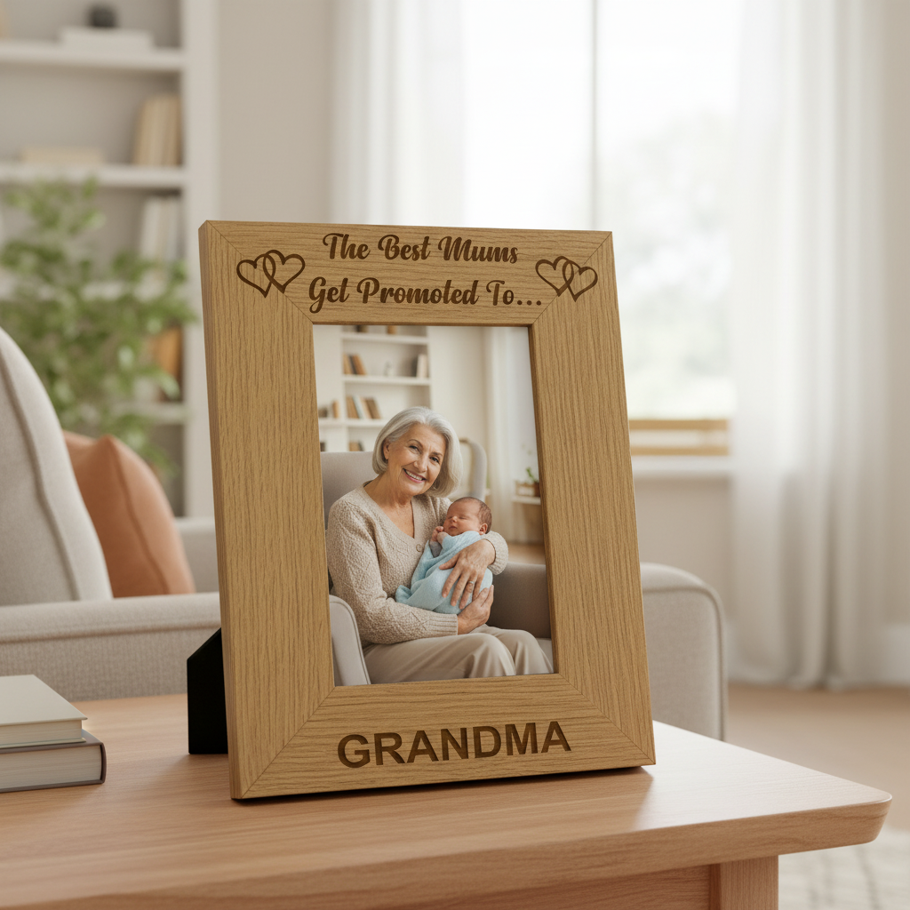 Best Mums Get Promoted To Grandma Engraved Wooden Photo Frame Grandma Photo Frame ukgiftstoreonline