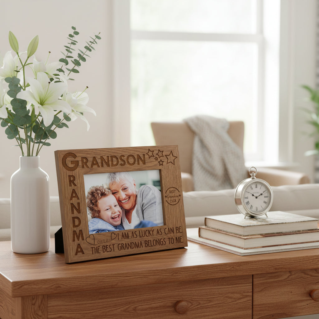 Grandma and Grandson Engraved Wooden Photo Frame Gift Photo Frame ukgiftstoreonline