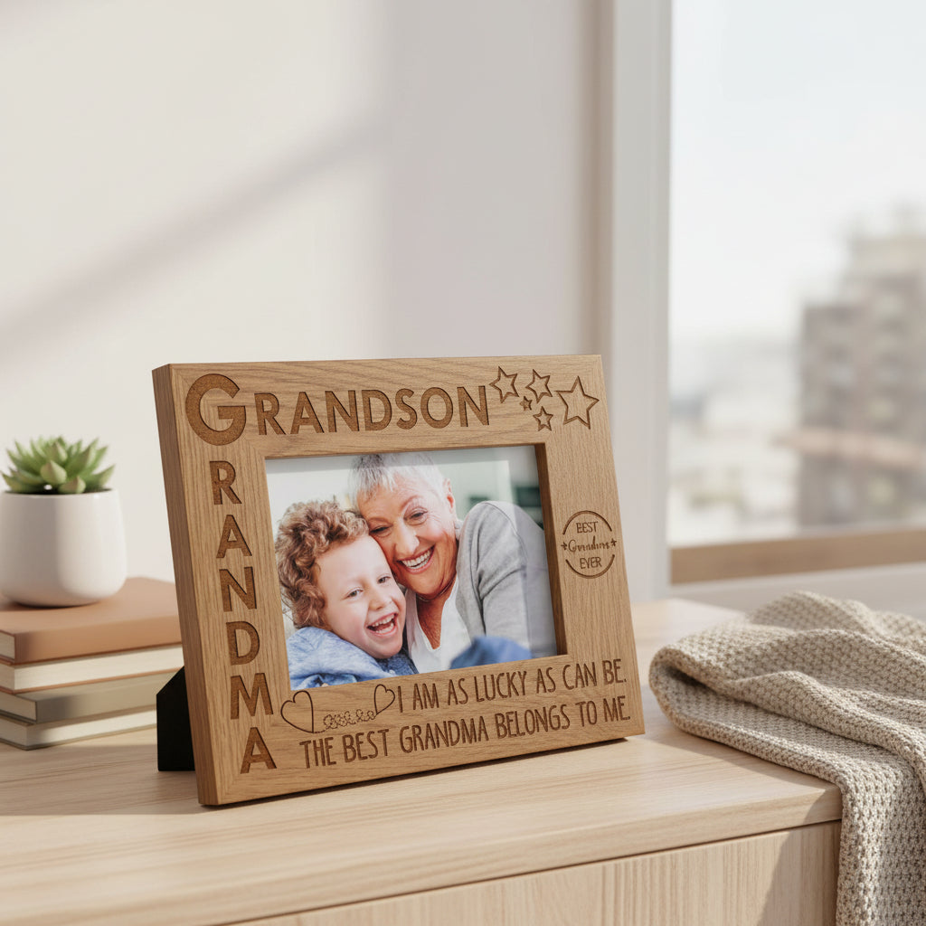 Grandma and Grandson Engraved Wooden Photo Frame Gift Photo Frame ukgiftstoreonline