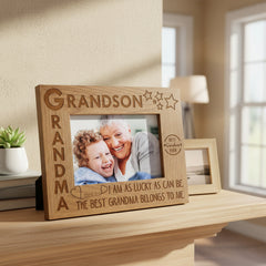Grandma and Grandson Engraved Wooden Photo Frame Gift Photo Frame ukgiftstoreonline