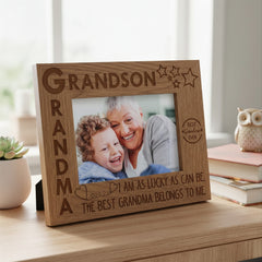 Grandma and Grandson Engraved Wooden Photo Frame Gift Photo Frame ukgiftstoreonline