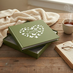 Grandma with love Olive Green Photo Album Gift With Butterflies 50 x 6" x 4" Capacity Grandma Photo Album ukgiftstoreonline
