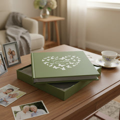 Grandma with love Olive Green Photo Album Gift With Butterflies 50 x 6" x 4" Capacity Grandma Photo Album ukgiftstoreonline
