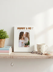 Mummy & Me Love Heart Photo Frame Gift Portrait White Engraved Wood Family Photo frame ukgiftstoreonline