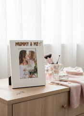 Mummy & Me Love Heart Photo Frame Gift Portrait White Engraved Wood Family Photo frame ukgiftstoreonline