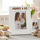 Mummy & Me Love Heart Photo Frame Gift Portrait White Engraved Wood Family Photo frame ukgiftstoreonline