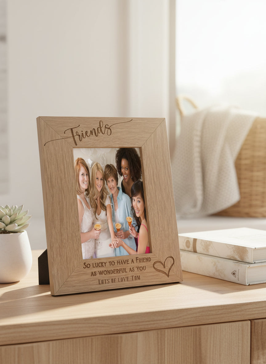 Personalised Friends Love Heart Engraved Portrait Photo Frame Gift personalised photo frames ukgiftstoreonline