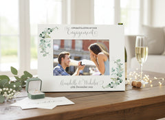Personalised Engagement Photo Frame With Eucalyptus Leaves Photo Frame ukgiftstoreonline