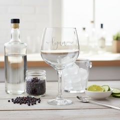 Personalised Name in Swirly Font Gin and Tonic Engraved Glass Gift Personalised Gin Glasses ukgiftstoreonline