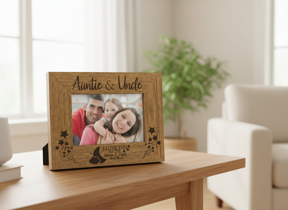 Wooden Engraved Auntie and Uncle Photo Picture Frame Gift Idea Photo Frame ukgiftstoreonline