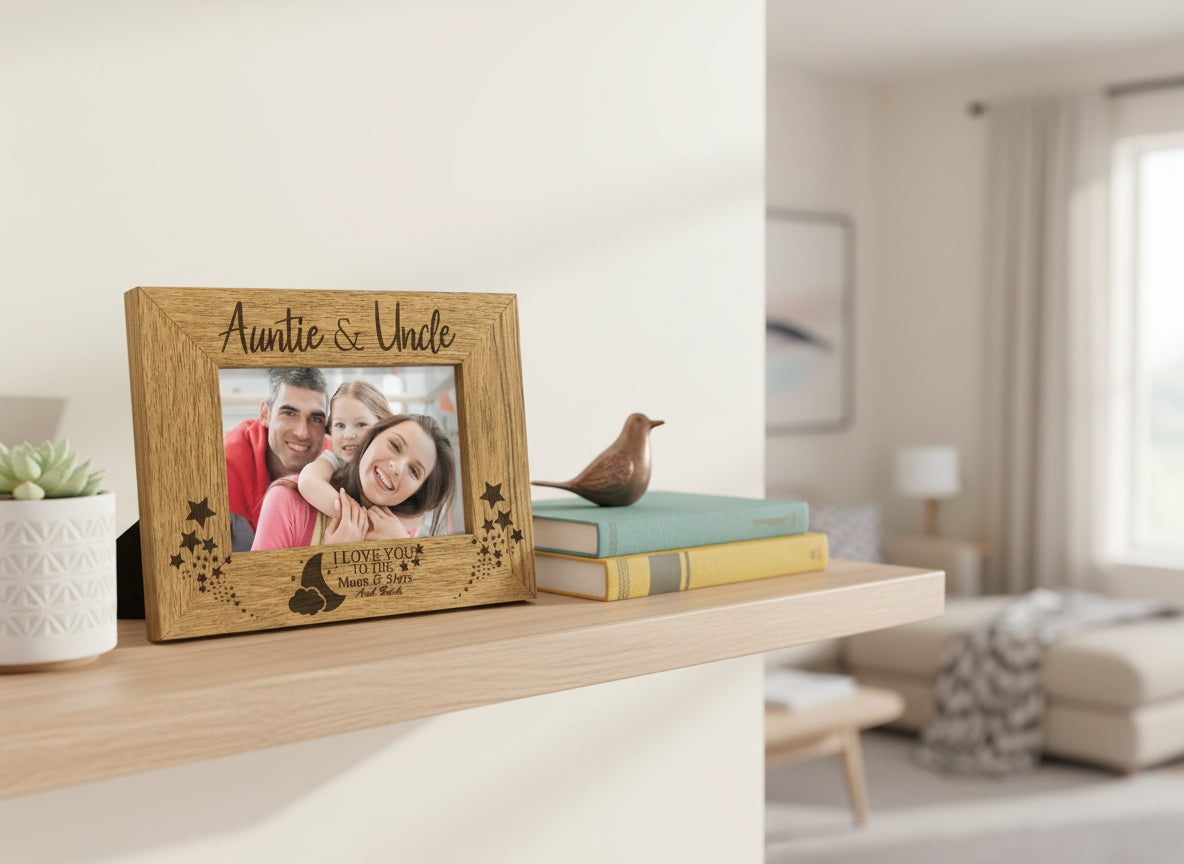 Wooden Engraved Auntie and Uncle Photo Picture Frame Gift Idea Photo Frame ukgiftstoreonline