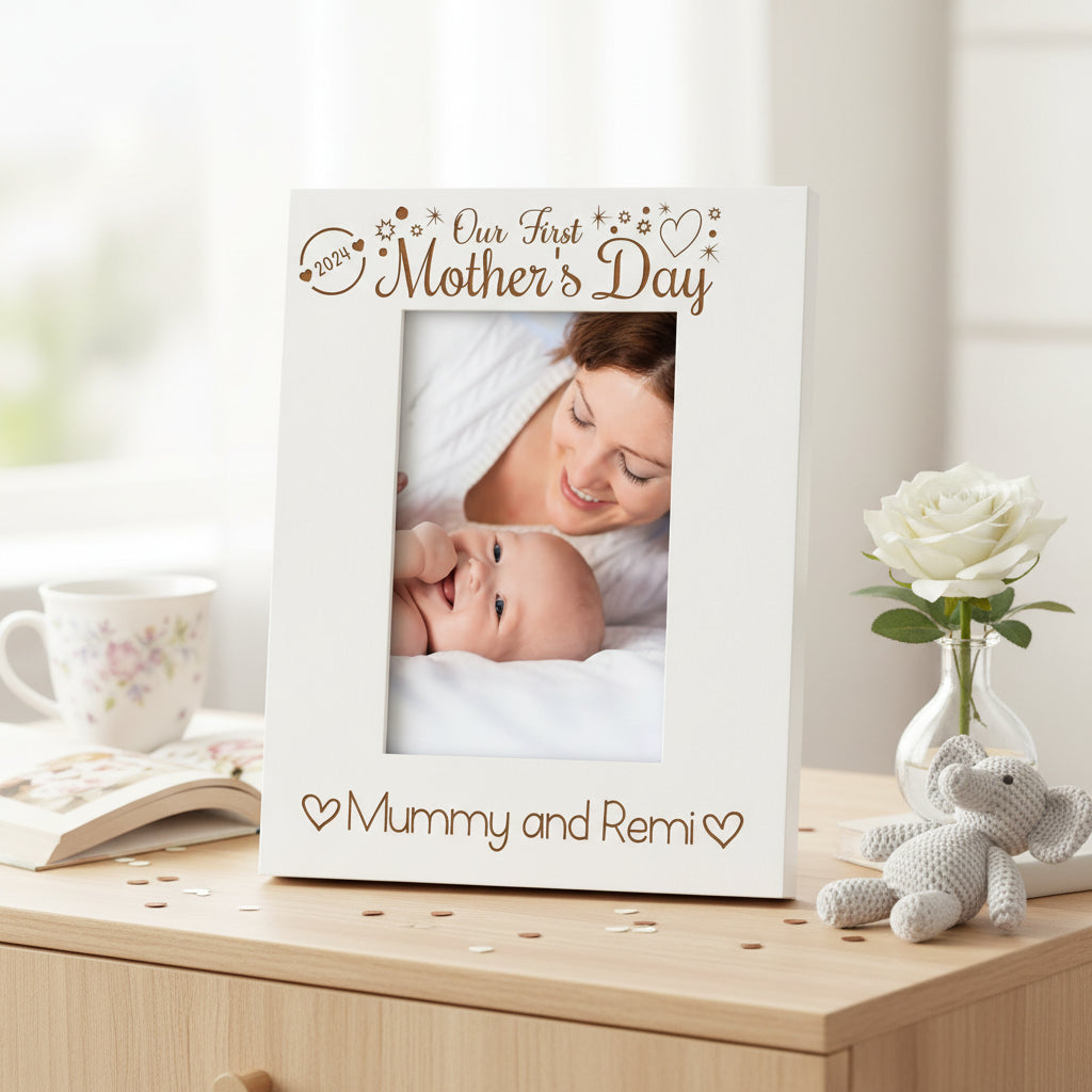 Personalised Our First Mothers Day Picture Engraved Photo Frame Gift Portrait Photo Frame ukgiftstoreonline