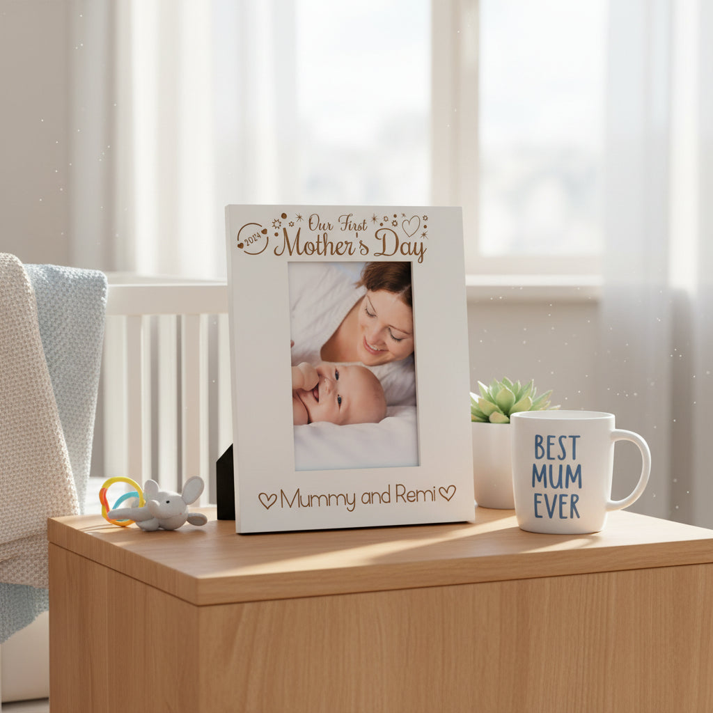 Personalised Our First Mothers Day Picture Engraved Photo Frame Gift Portrait Photo Frame ukgiftstoreonline