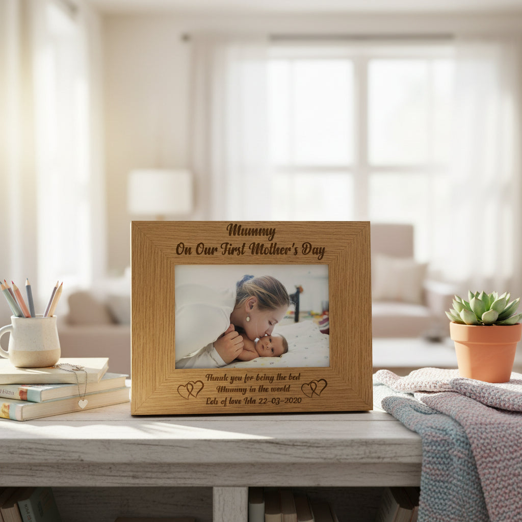 Personalised First Mother's Day Mummy Engraved Wooden Photo Frame Gift Mummy Photo Frame ukgiftstoreonline