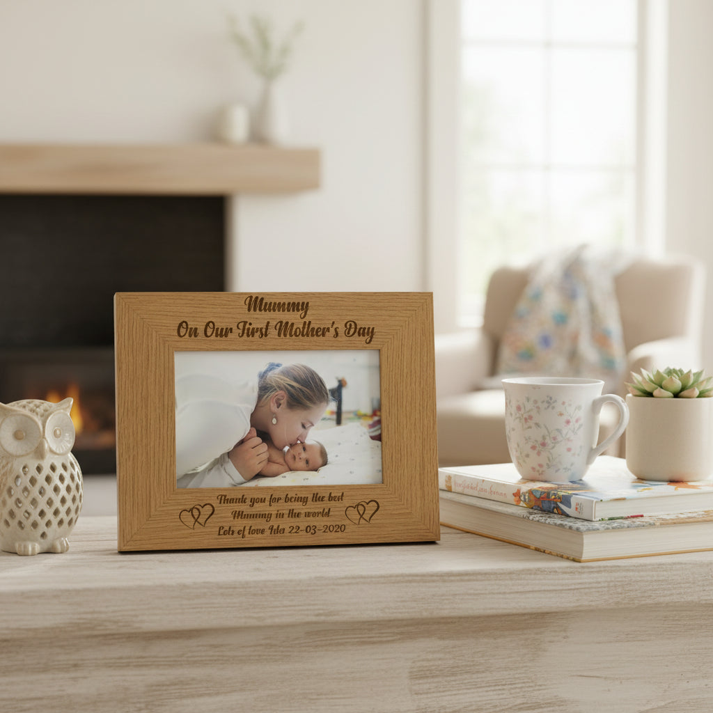 Personalised First Mother's Day Mummy Engraved Wooden Photo Frame Gift Mummy Photo Frame ukgiftstoreonline