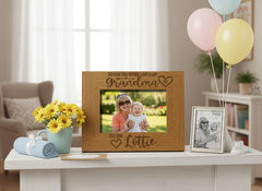 Personalised First Mothers Day as a Grandma Engraved Wooden Photo Frame Landscape Photo Frame ukgiftstoreonline