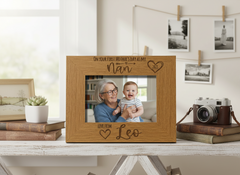 Personalised First Mothers Day as a Nan Engraved Wooden Photo Frame Landscape Photo Frame ukgiftstoreonline