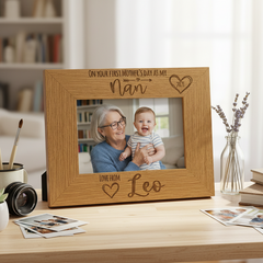 Personalised First Mothers Day as a Nan Engraved Wooden Photo Frame Landscape Photo Frame ukgiftstoreonline