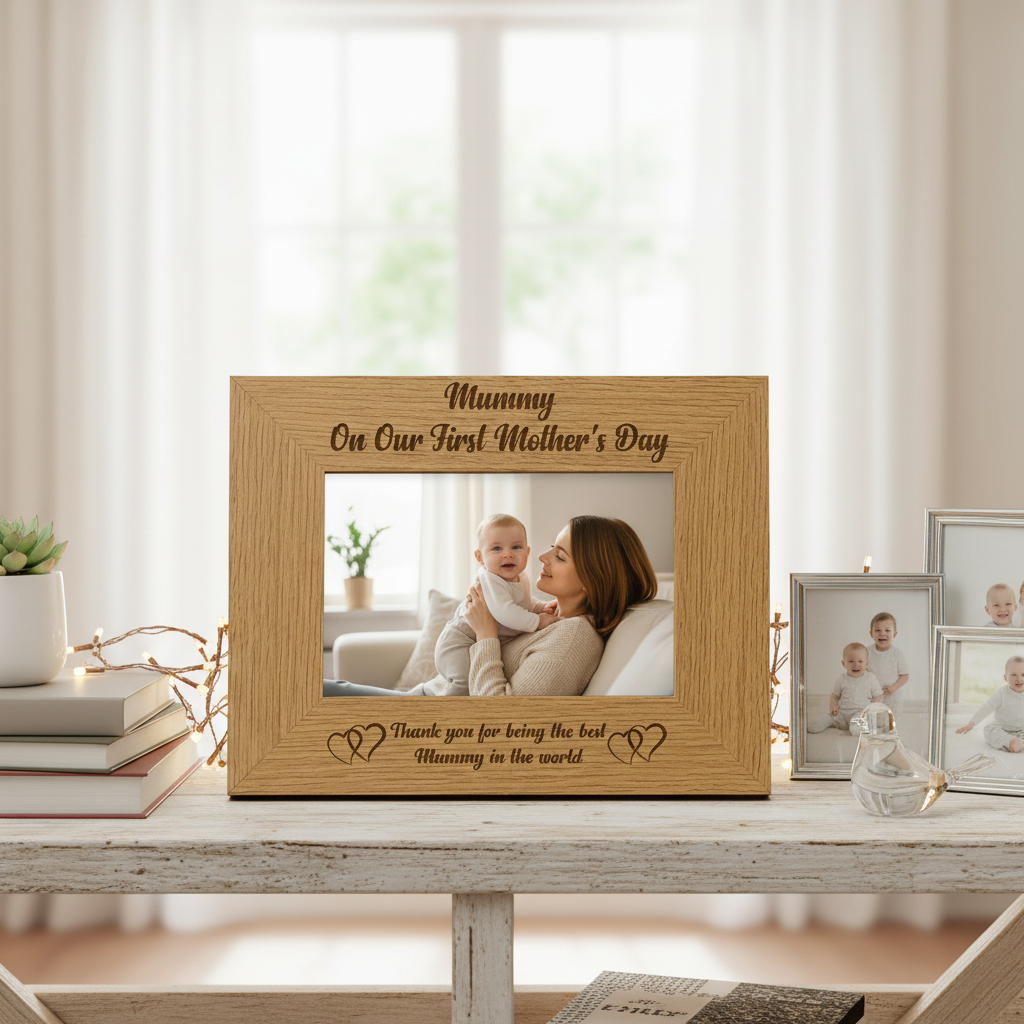 First Mother's Day Mummy Engraved Wooden Photo Frame Gift Mummy Photo Frame ukgiftstoreonline