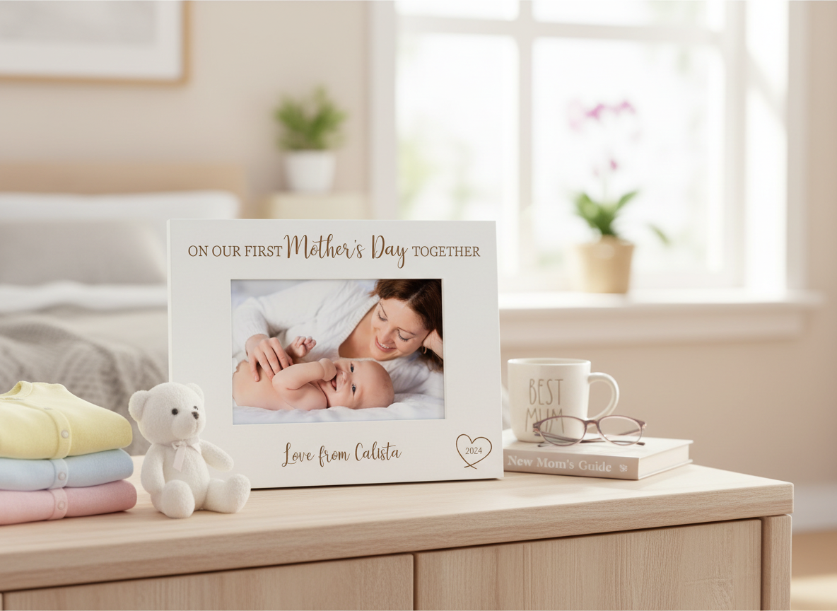 On Our First Mothers Day Photo Frame Engraved Wooden Personalised Photo Frame ukgiftstoreonline