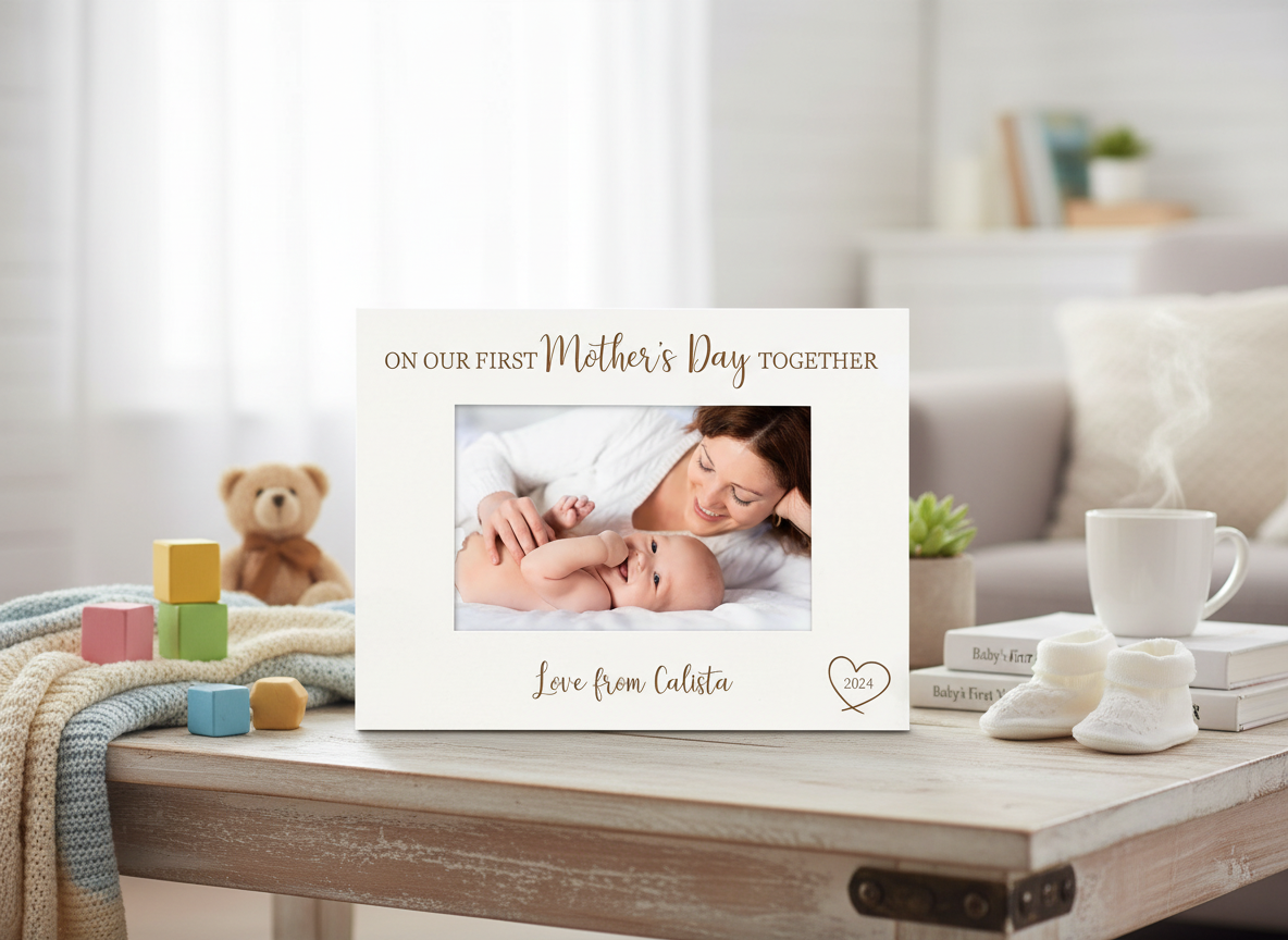 On Our First Mothers Day Photo Frame Engraved Wooden Personalised Photo Frame ukgiftstoreonline