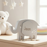 Personalised Wooden Elephant Money Box for Children - Custom Engraved name Gift Personalised Money Box ukgiftstoreonline