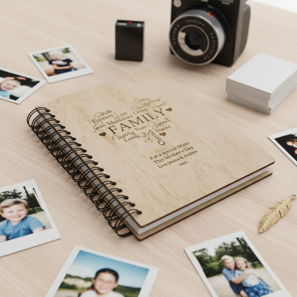 Personalised Large Engraved Wooden Family Photo Album Gift Family Photo album ukgiftstoreonline