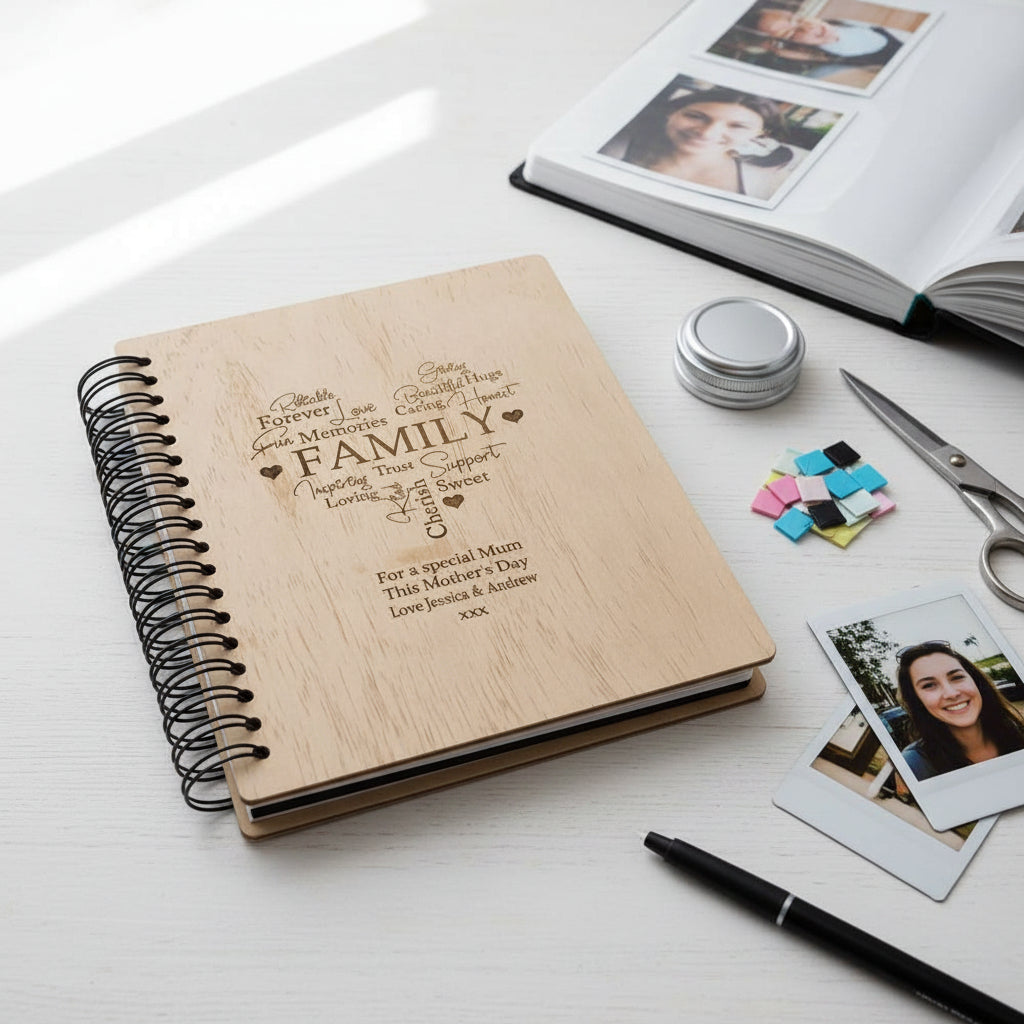 Personalised Large Engraved Wooden Family Photo Album Gift Family Photo album ukgiftstoreonline