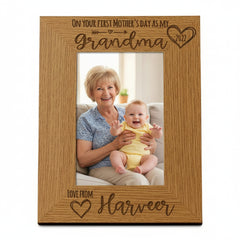 Personalised First Mothers Day as a Grandma Engraved Photo Frame Portrait Photo Frame ukgiftstoreonline