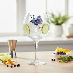 Personalised Personalised 70th Birthday Floral Cocktail Gin Glass Gift For Her Personalised Gin Glasses ukgiftstoreonline
