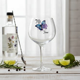 Personalised Personalised 70th Birthday Floral Cocktail Gin Glass Gift For Her Personalised Gin Glasses ukgiftstoreonline