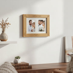 Double Wedding Engraved Photo Picture Frame 6x4 Inch Portrait With Wildflowers Photo Frame ukgiftstoreonline