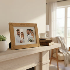 Double Wedding Engraved Photo Picture Frame 6x4 Inch Portrait With Wildflowers Photo Frame ukgiftstoreonline