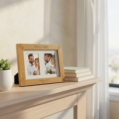 Double Wedding Engraved Photo Picture Frame 6x4 Inch Portrait With Wildflowers Photo Frame ukgiftstoreonline