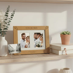 Double Wedding Engraved Photo Picture Frame 6x4 Inch Portrait With Wildflowers Photo Frame ukgiftstoreonline