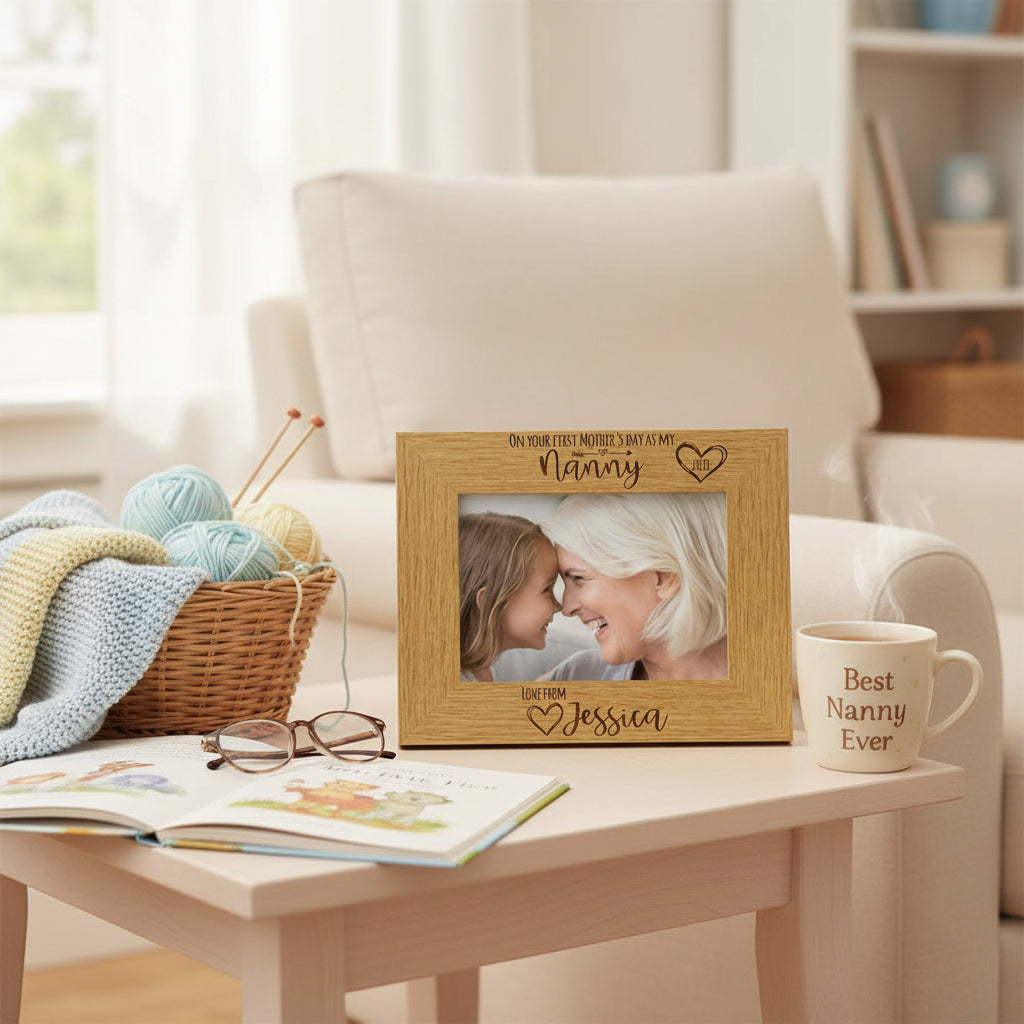 Personalised First Mothers Day as a Nanny Photo Frame Landscape Photo Frame ukgiftstoreonline