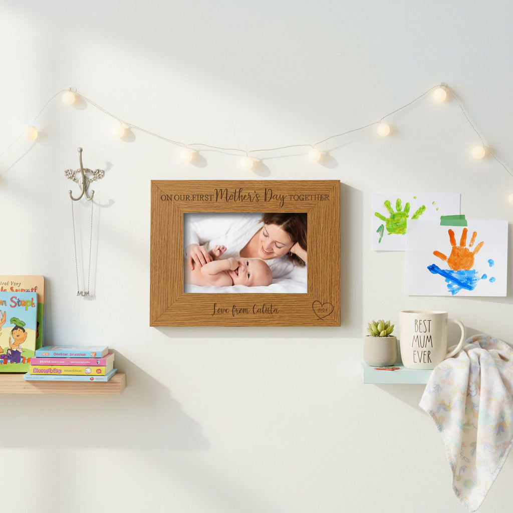 Wooden Personalised On Our First Mothers Day Landscape Engraved Photo Frame Photo Frame ukgiftstoreonline
