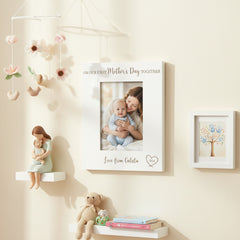 White Engraved Wooden Personalised On Our First Mothers Day Portrait Photo Frame Photo Frame ukgiftstoreonline