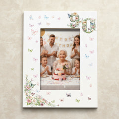 90th Birthday Photo Picture Frame Gift For Her With Butterflies and Flowers Photo Frame ukgiftstoreonline