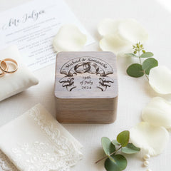 Personalised Engraved Wooden Wedding Ring Box Holder for 2 Rings With Ribbon Ring Box Holder ukgiftstoreonline