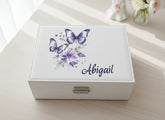 Personalised Large Jewellery Box Gift Purple Butterfly Design Personalised Jewellery Box ukgiftstoreonline