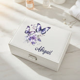 Personalised Large Jewellery Box Gift Purple Butterfly Design Personalised Jewellery Box ukgiftstoreonline