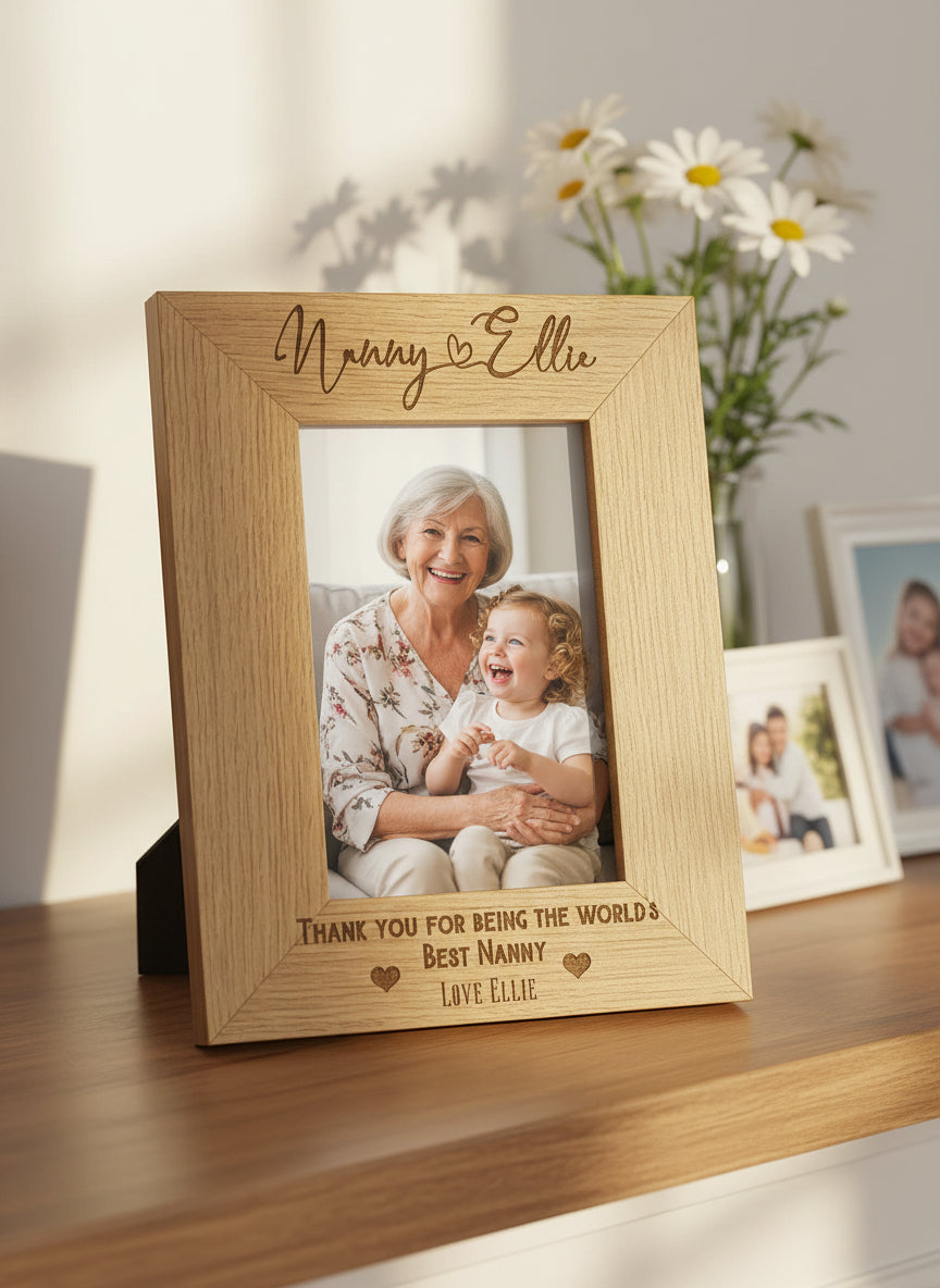 Personalised Best Nanny With Name Portrait Photo Frame Gift personalised photo frames ukgiftstoreonline