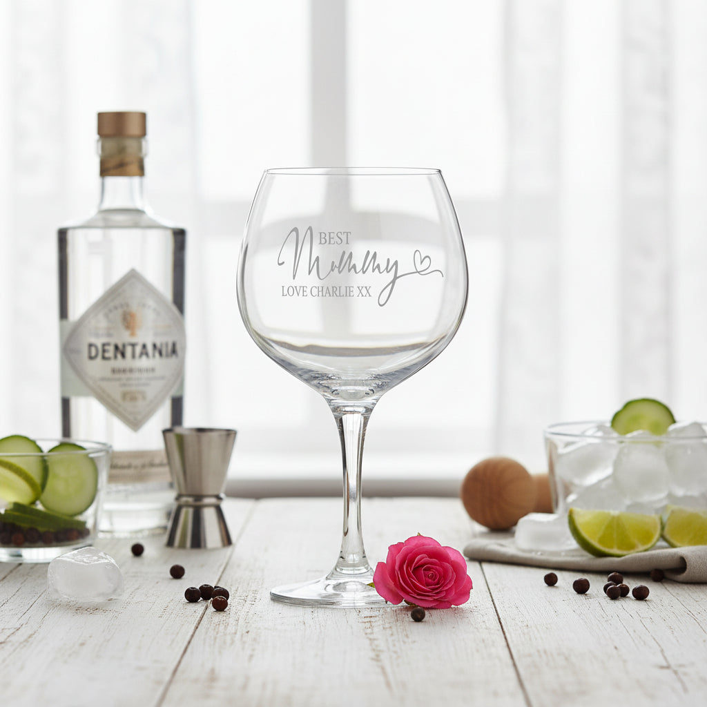 Personalised Best Mummy Engraved Large Balloon Gin Glass Gift Personalised Gin Glasses ukgiftstoreonline