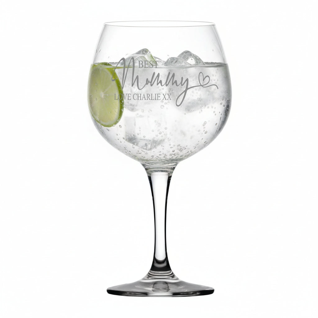 Personalised Best Mummy Engraved Large Balloon Gin Glass Gift Personalised Gin Glasses ukgiftstoreonline