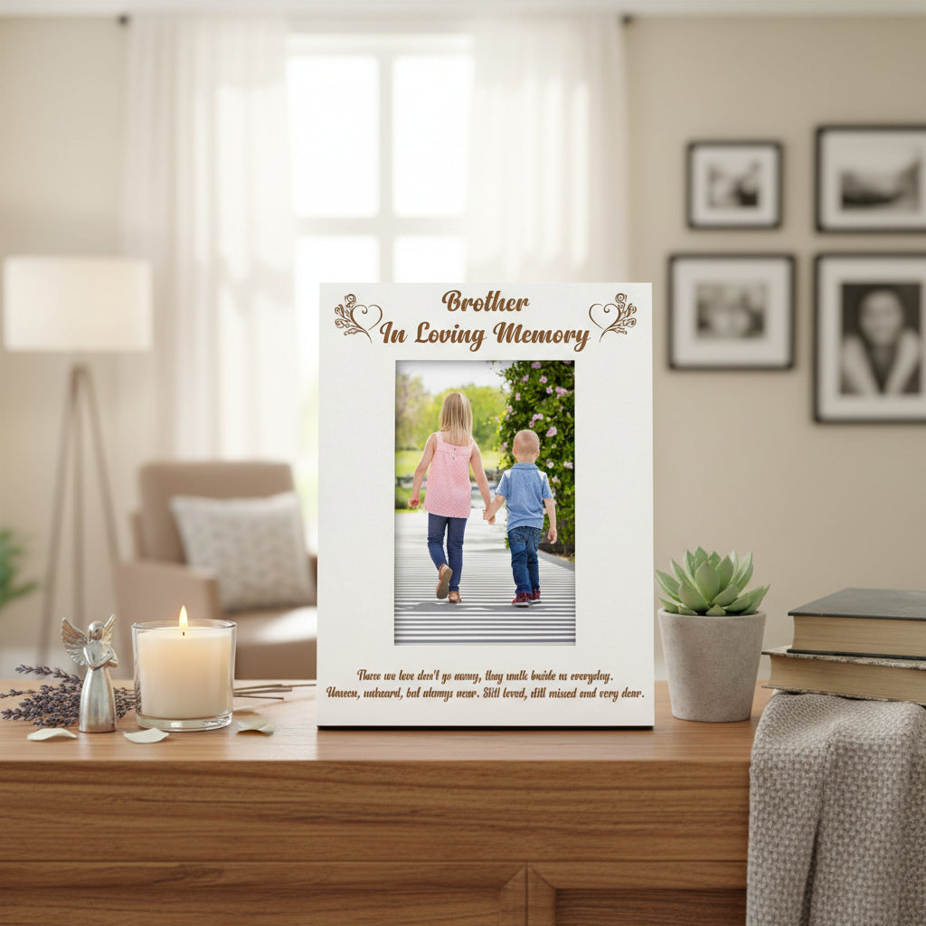 Brother Memorial Engraved White Photo Frame In Loving Memory Photo Frame ukgiftstoreonline