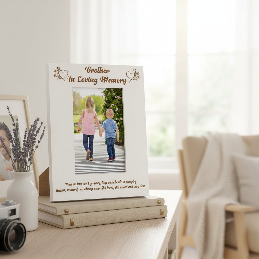 Brother Memorial Engraved White Photo Frame In Loving Memory Photo Frame ukgiftstoreonline