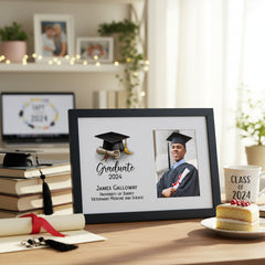 Personalised A4 Size Graduation Photo Frame Gift With Hat and Scroll