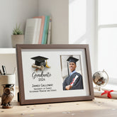 Personalised A4 Size Graduation Photo Frame Gift With Hat and Scroll personalised photo frames ukgiftstoreonline Walnut