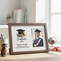 Personalised A4 Size Graduation Photo Frame Gift With Hat and Scroll